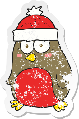 Bir insan tarafından çizilmiş bir karikatürün gerilimli retro etiketi.