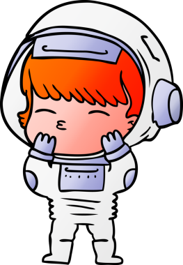 Bir insan tarafından çizilmiş meraklı astronot çizgi filmi.