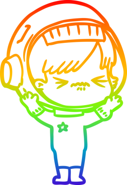 Gökkuşağı gradyan çizgisi kızgın bir uzay kızının çizimi bir insan tarafından çizilmiş