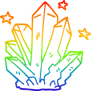 gökkuşağı gradyan çizgi çizimi bir insan tarafından çizilmiş sihirli kristal