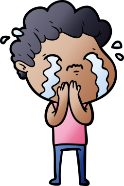 Bir insan tarafından çizilmiş ağlayan çizgi film adamı.