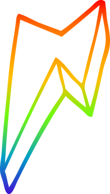 Bir insan tarafından çizilmiş karikatür desenli bir yıldırım çizimi.