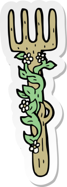 Bir insan tarafından çizilmiş ahşap çatalın çıkartması.