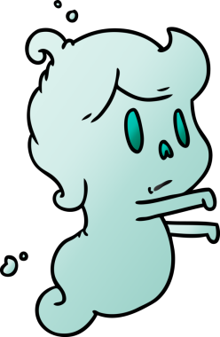 Bir insan tarafından çizilmiş kawai sevimli bir hayaletin gradyan çizimi