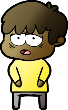 Bir insan tarafından çizilmiş bitkin çocuk çizgi filmi.