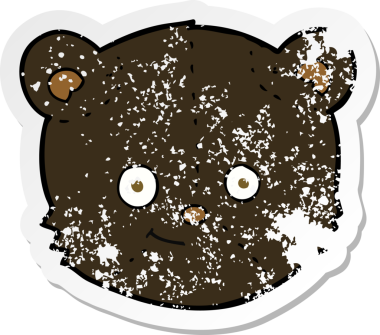 Bir insan tarafından çizilmiş siyah ayı kafasının gerilmiş çıkartması.