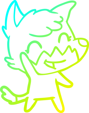 Bir insan tarafından çizilmiş mutlu bir tilkinin soğuk çizgi çizimi.