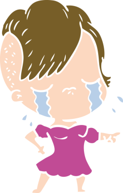 Bir insan tarafından çizilmiş düz renkli karikatür.