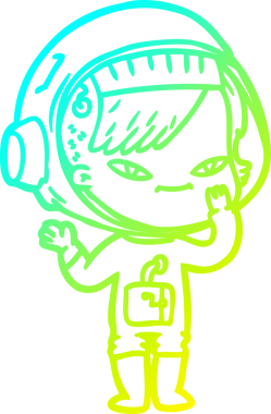 Bir insan tarafından çizilmiş soğuk gradyan çizgili astronot kadın çizimi.