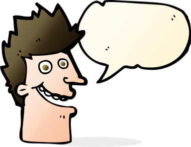 bir insan tarafından çizilmiş bir konuşma baloncuğuyla mutlu adam yüzü