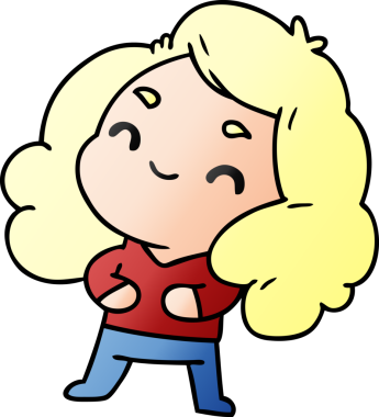 Bir insan tarafından çizilmiş sevimli bir kawai kızının gradyan çizimi.