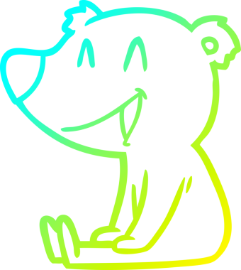 Oturan bir ayı karikatürünün insan tarafından çizilmiş soğuk gradyan çizgisi