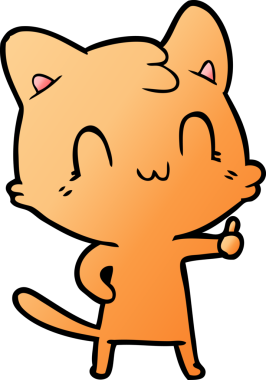 Bir insan tarafından çizilmiş mutlu bir kedi.