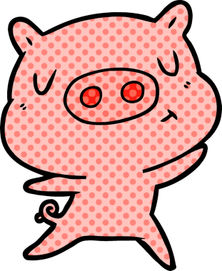 Bir insan tarafından çizilmiş çizgi film içerikli domuz.