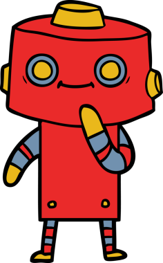 Bir insan tarafından çizilmiş çizgi film robotu