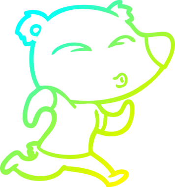 Bir insan tarafından çizilen çizgi film koşu ayısının soğuk çizgi çizimi.