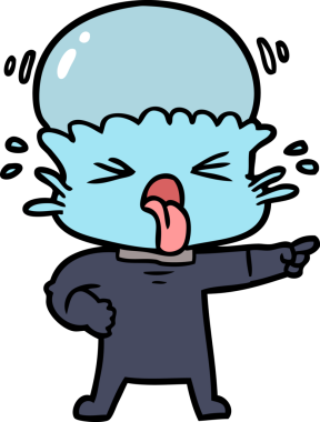 Bir insan tarafından çizilmiş iğrenç bir çizgi film uzaylısı.