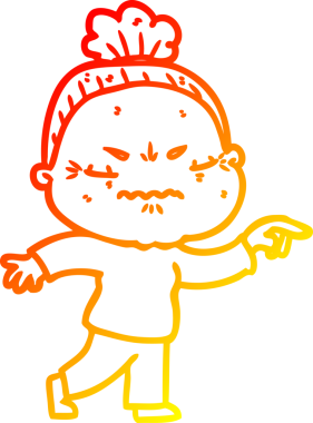 Bir insan tarafından çizilmiş, karikatür çizen yaşlı bir kadın.