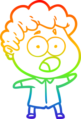 Gökkuşağı gradyan çizgi çizimi Bir insan tarafından çizilmiş şaşırarak nefes nefese bir çizgi film adamı