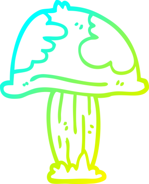 Bir insan tarafından çizilmiş vahşi bir mantarın soğuk gradyan çizimi