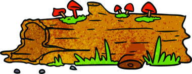 Bir insan tarafından çizilmiş bir ağaç kütüğünün el çizimi karikatürü.