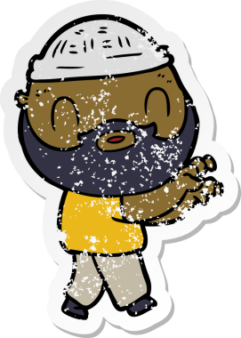 Bir insan tarafından çizilmiş sakallı bir adamın sıkıntılı çıkartması.