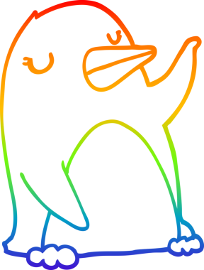 gökkuşağı gradyan çizimi bir insan tarafından çizilmiş bir penguen çizgi