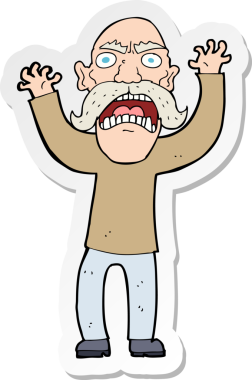 Bir insan tarafından çizilmiş kızgın yaşlı bir adamın çıkartması.