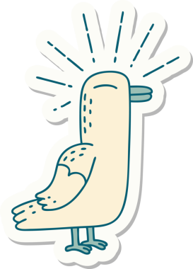 Bir insan tarafından çizilmiş dövme stili martı kuşunun çıkartması.