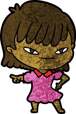 Bir insan tarafından çizilmiş karikatür kadın.