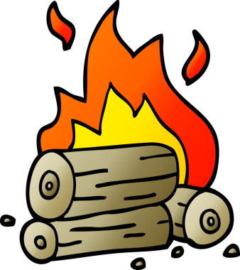 Bir insan tarafından çizilmiş karalama yanan kütükler.