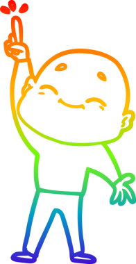 Gökkuşağı gradyan çizimi bir insan tarafından çizilmiş kel bir adamın çizimi.