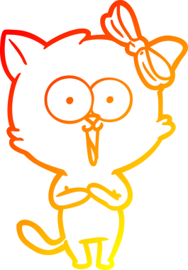 Bir insan tarafından çizilmiş çizgi film kedisinin sıcak çizgi çizimi