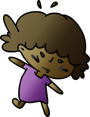 Bir insan tarafından çizilmiş sevimli bir kawai kızının gradyan çizimi.