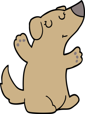 Bir insan tarafından çizilmiş çizgi film köpeği.