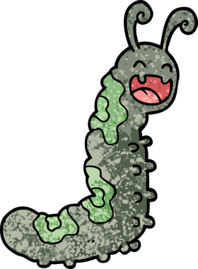 Bir insan tarafından çizilmiş komik bir karikatür tırtılı.