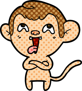 Bir insan tarafından çizilmiş çılgın çizgi film maymunu