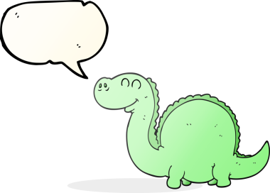 Bir insan tarafından çizilmiş serbest konuşma balonu karikatürü dinozor.