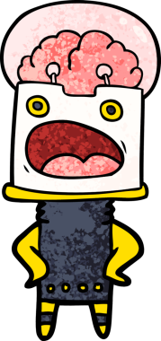 Bir insan tarafından çizilmiş çizgi film robotu