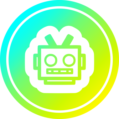 Bir insan tarafından çizilen havalı gradyan bitiş ile robot baş dairesel simgesi