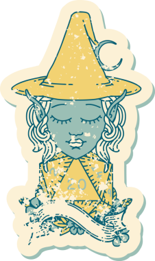 Retro Dövme Biçimli elf karakteri Bir insan tarafından çizilmiş doğal yirmi zar atışıyla