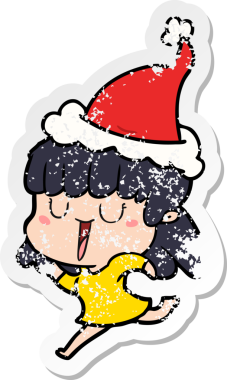 Bir insan tarafından çizilmiş Noel Baba şapkası giymiş bir kadının el yazısı.