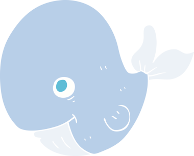 Bir insan tarafından çizilmiş mutlu balinanın düz renk çizimi