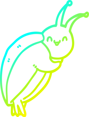 Bir insan tarafından çizilmiş karikatür böceğinin soğuk gradyan çizimi