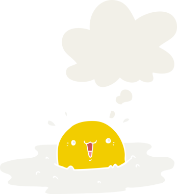 Bir insan tarafından çizilmiş düşünce baloncuklu tatlı bir çizgi film yumurtası.