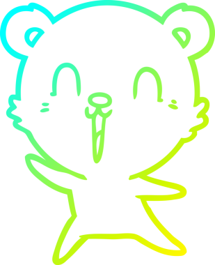 Bir insan tarafından çizilen mutlu çizgi film ayısının soğuk gradyan çizgisi.