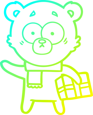 Bir insan tarafından çizilmiş gergin bir noel ayısı karikatürü.