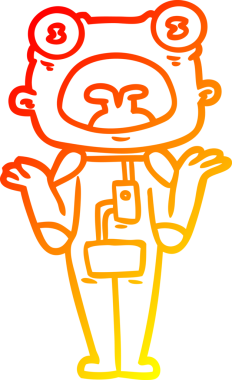 Bir insan tarafından çizilen garip uzaylı omuz silkiyor.