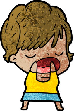 Bir insan tarafından çizilmiş bir karikatür kadın konuşuyor.