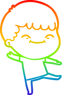 gökkuşağı gradyan çizgi çizimi bir insan tarafından çizilmiş mutlu bir çocuk